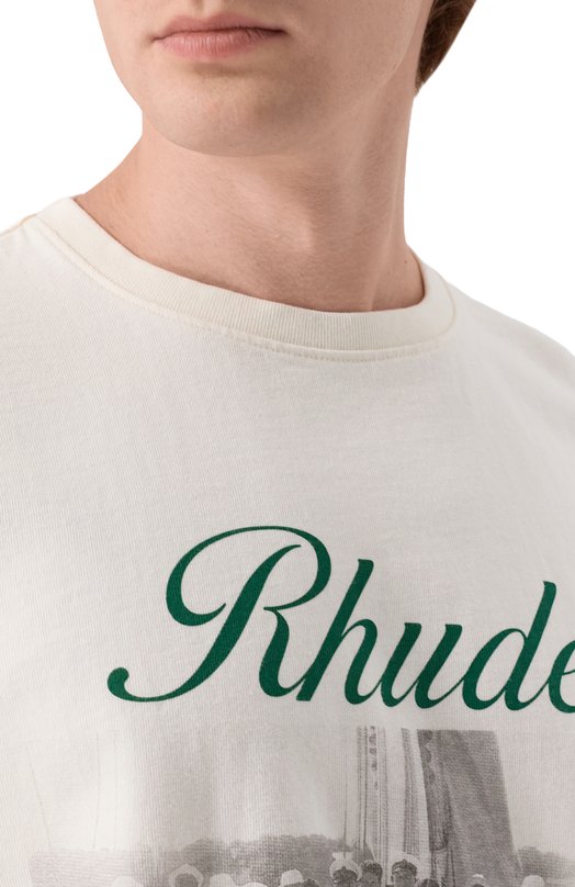 Хлопковая футболка Rhude RHPS26TT01012 Кремовый  RHPS26TT01012 Фото 5