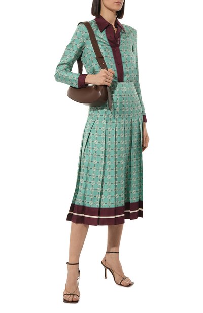 Шелковая рубашка GUCCI бирюзового цвета по цене 158400 руб., арт. 652649 ZAGL3, фото 2 Шелковая рубашка GUCCI, арт. 652649 ZAGL3, фото 2