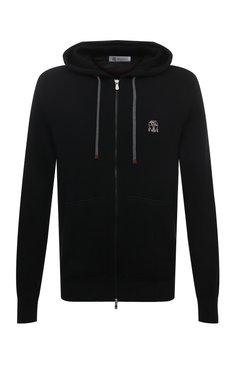 Мужской хлопковый кардиган BRUNELLO CUCINELLI черного цвета, арт. M2920B2311 | Фото 1 (Длина (для топов): Стандартные; Материал внешний: Хлопок; Рукава: Длинные; Мужское Кросс-КТ: Кардиган-одежда; Стили: Кэжуэл; Застежка: Молния)