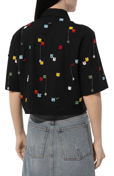 Хлопковая рубашка MSGM черного цвета по цене 49100 руб., арт. 3642MDE182/247475, фото 4 Хлопковая рубашка MSGM, арт. 3642MDE182/247475, фото 4