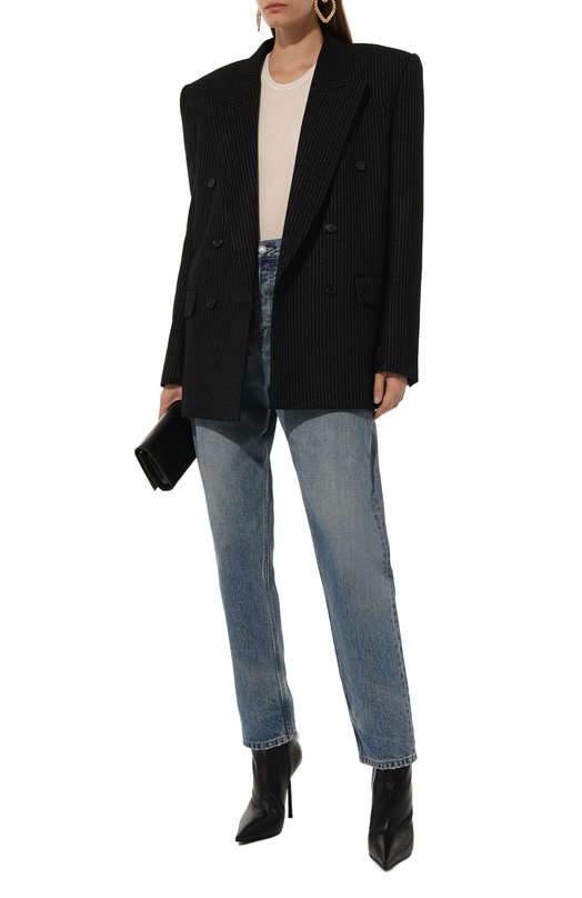 Шерстяной жакет Saint Laurent 762930/Y1A89 Чёрный  762930/Y1A89 Фото 2
