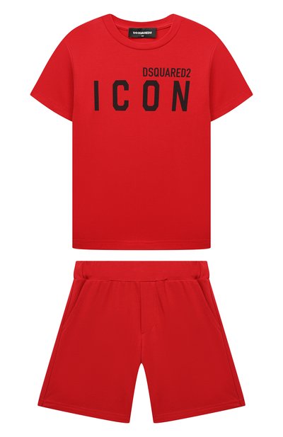 Хлопковая пижама DSQUARED2 красного цвета по цене 10400 руб., арт. DQ0990/D008J, фото 1 Хлопковая пижама DSQUARED2, арт. DQ0990/D008J, фото 1