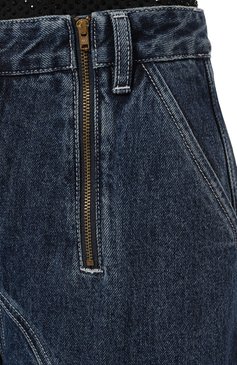 Женские джинсы SELF-PORTRAIT голубого цвета, арт. AW23-802PA-BL | Фото 5 (Силуэт Ж (брюки и джинсы): Широкие; Кросс-КТ: Деним; Длина (брюки, джинсы): Стандартные; Материал сплава: Проставлено; Материал внешний: Хлопок, Деним; Дет�али: Потертости; Драгоценные камни: Проставлено; Стили: Кэжуэл)