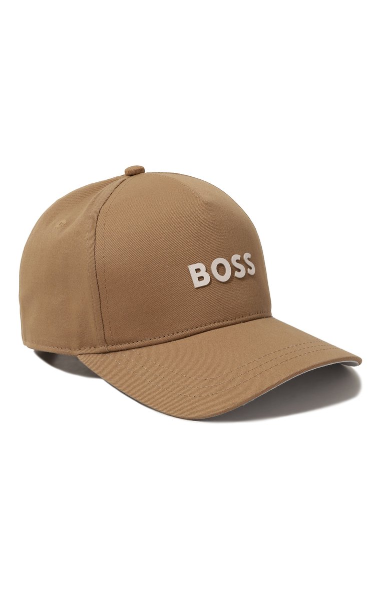 Детская хлопковая бейсболка BOSS бежевого цвета, арт. J50946 | Фото 1 (Материал: Текстиль, Хлопок; Нос: Не проставлено; Материал сплава: Проставлено)