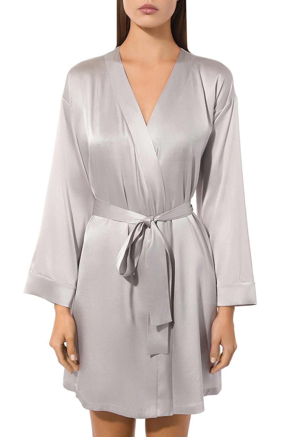 Шелковый халат I.D. SARRIERI серебряного цвета по цене 96160 руб., арт. J6661, фото 3 Шелковый халат I.D. SARRIERI, арт. J6661, фото 3