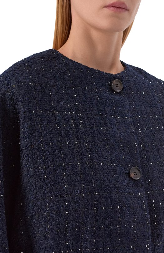 Твидовый жакет Kiton D61505K0939G Синий  D61505K0939G Фото 5