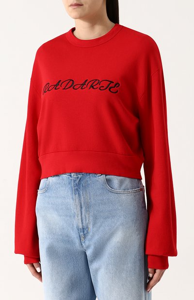 Укороченный свитшот свободного кроя с круглым вырезом RODARTE, арт. E107, фото 3