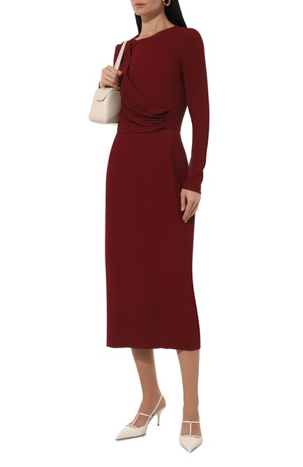 Женское платье GIAMBATTISTA VALLI бордового цвета, арт. 24FWPVTE5099-48BLU | Фото 2 (Материал сплава: Проставлено; Рукава: Длинные; Материал внешний: Вискоза; Длина Ж (юбки, платья, шорты): Миди; Драгоценные камни: Проставлено)