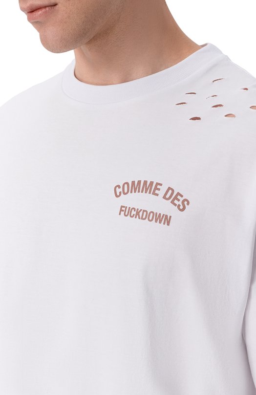 Хлопковая футболка Comme des Fuckdown CFABM01923 Белый  CFABM01923 Фото 5