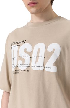 Мужская хлопковая футболка DSQUARED2 бежевого цвета, арт. S74GD1412/D20033 | Фото 5 (Рукава: Короткие; Длина (для топов): Стандартные; Стили: Кэжуэл; Принт: С принтом; Материал внешний: Хлопок; Мужское Кросс-КТ: Футболка-одежда; Кросс-КТ: Джерси)