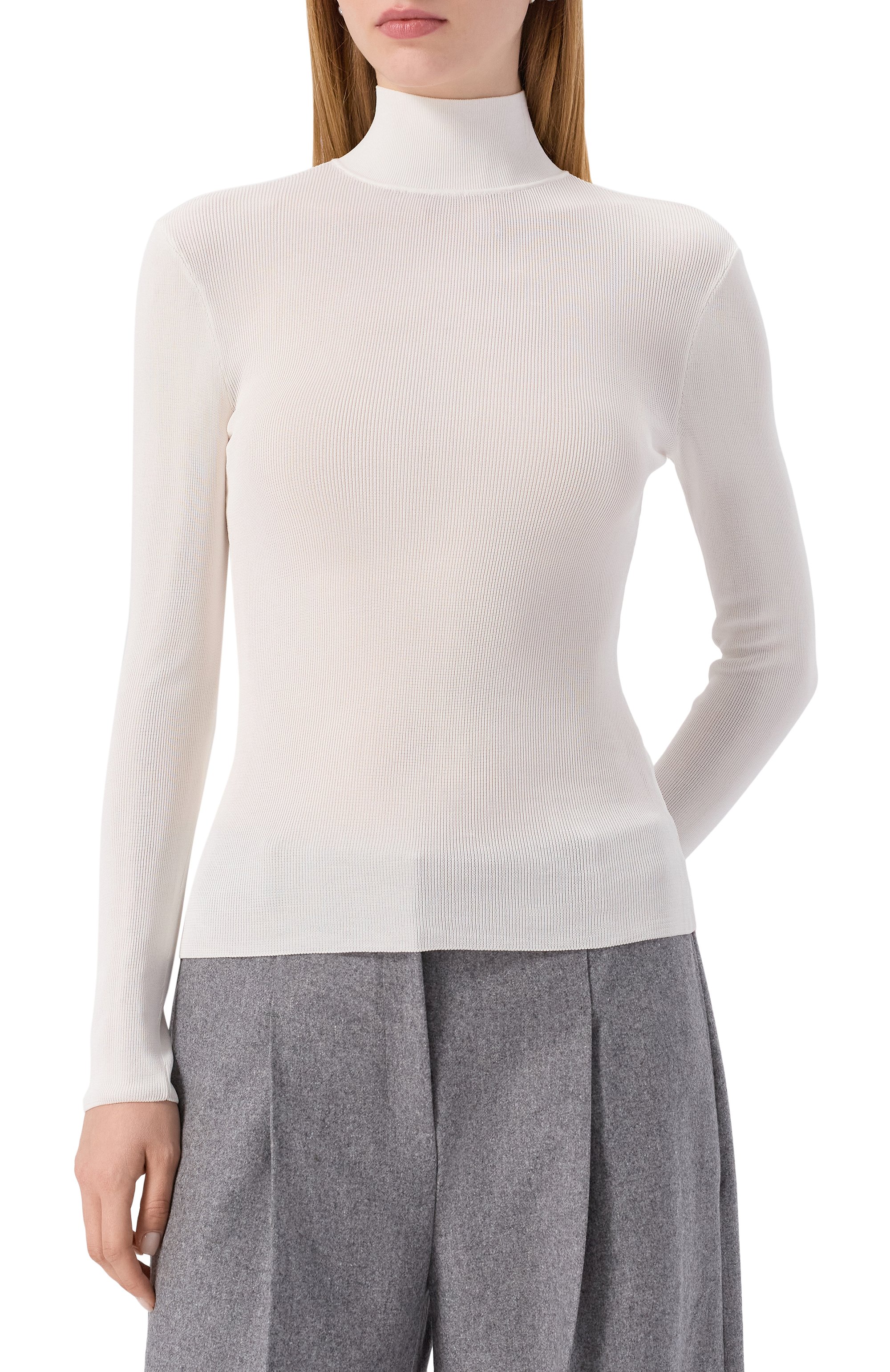 Водолазка из вискозы SELF-PORTRAIT молочного цвета по цене 34850 руб., арт. PF25116TW, фото 3 Водолазка из вискозы SELF-PORTRAIT, арт. PF25116TW, фото 3