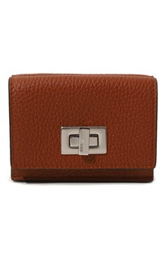 Женские кожаное портмоне FENDI коричневого цвета, арт. 8M0426/A91B/F1E1W | Фото 1 (Материал сплава: Проставлено; Нос: Не проставлено; Материал: Натуральная кожа)