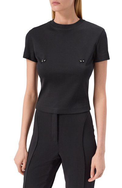 Хлопковая футболка MUGLER черного цвета по цене 33750 руб., арт. 25F3TS01086016, фото 3 Хлопковая футболка MUGLER, арт. 25F3TS01086016, фото 3