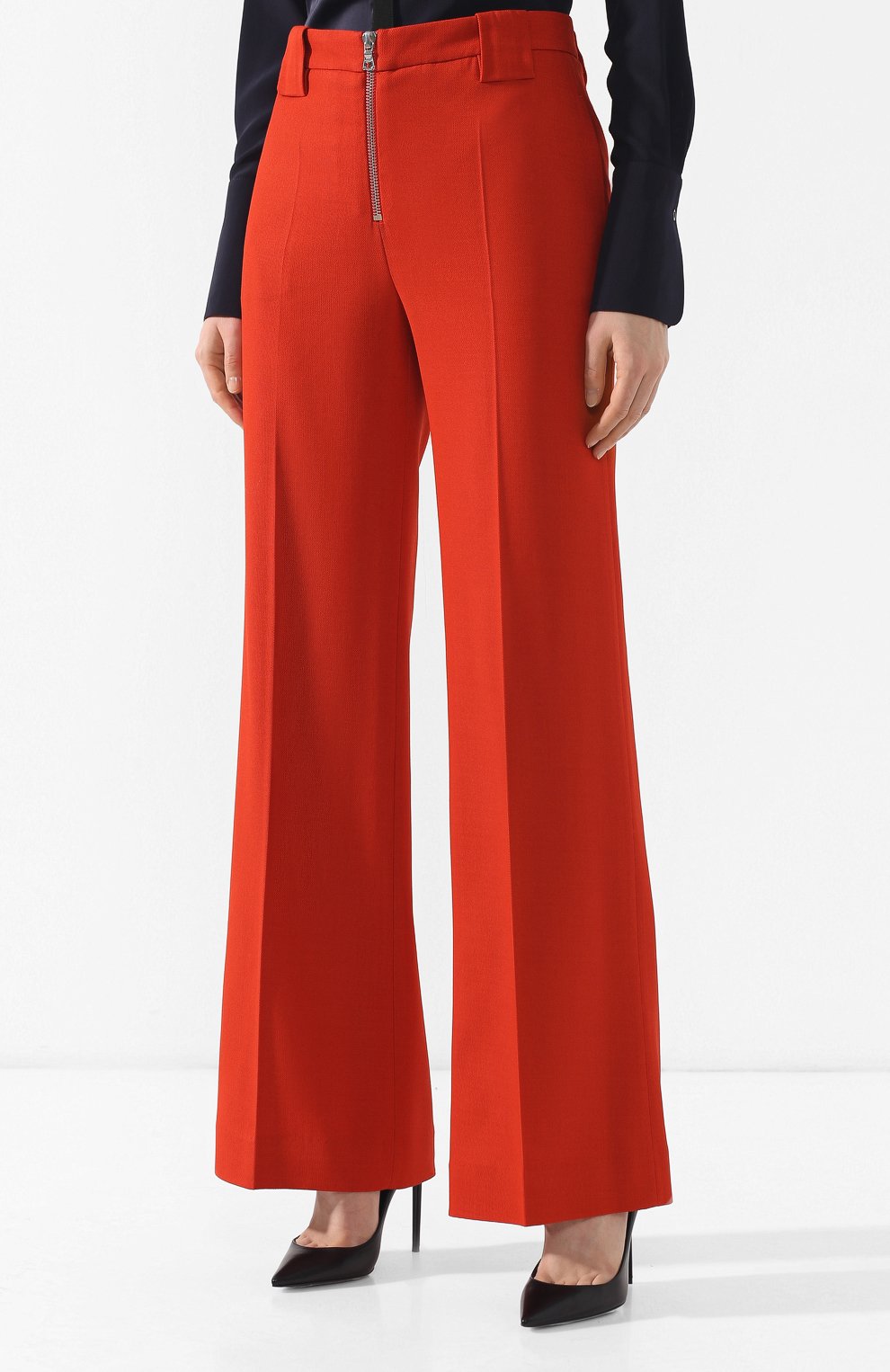 Брюки со стрелками VICTORIA, VICTORIA BECKHAM красного цвета по цене 39950 руб., арт. TRVV 108 PSS19 W00L BLEND PIQUE, фото 3 Брюки со стрелками VICTORIA, VICTORIA BECKHAM, арт. TRVV 108 PSS19 W00L BLEND PIQUE, фото 3