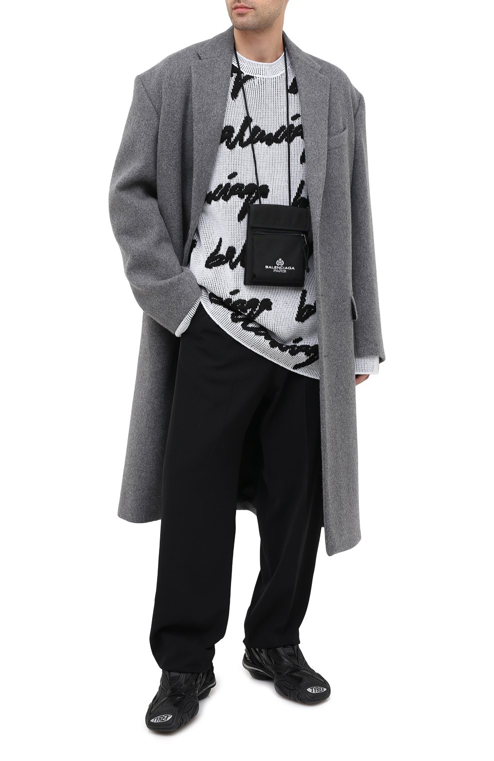 Свитер из хлопка и шерсти BALENCIAGA черно-белого цвета по цене 89950 руб., арт. 625985/T3180, фото 2 Свитер из хлопка и шерсти BALENCIAGA, арт. 625985/T3180, фото 2