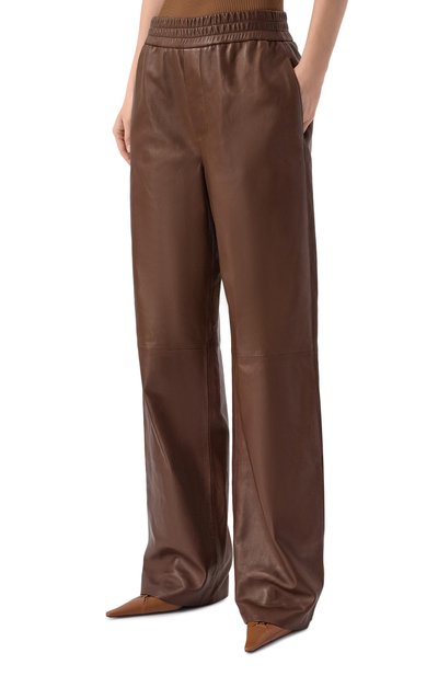 Кожаные брюки SAINT LAURENT коричневого цвета по цене 1180000 руб., арт. 863067/YC2TF, фото 3 Кожаные брюки SAINT LAURENT, арт. 863067/YC2TF, фото 3