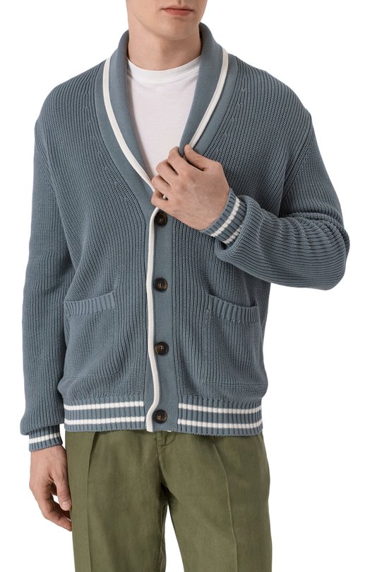 Хлопковый кардиган Kiton UMK064602 Серый  UMK064602 Фото 3