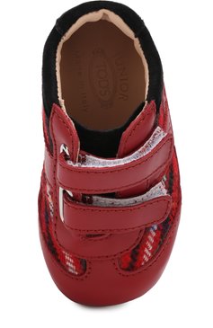 Кожаные пинетки с застежками велькро и текстильной отделкой TOD’S, арт. UXB00G0B010I010ZVS, фото 4