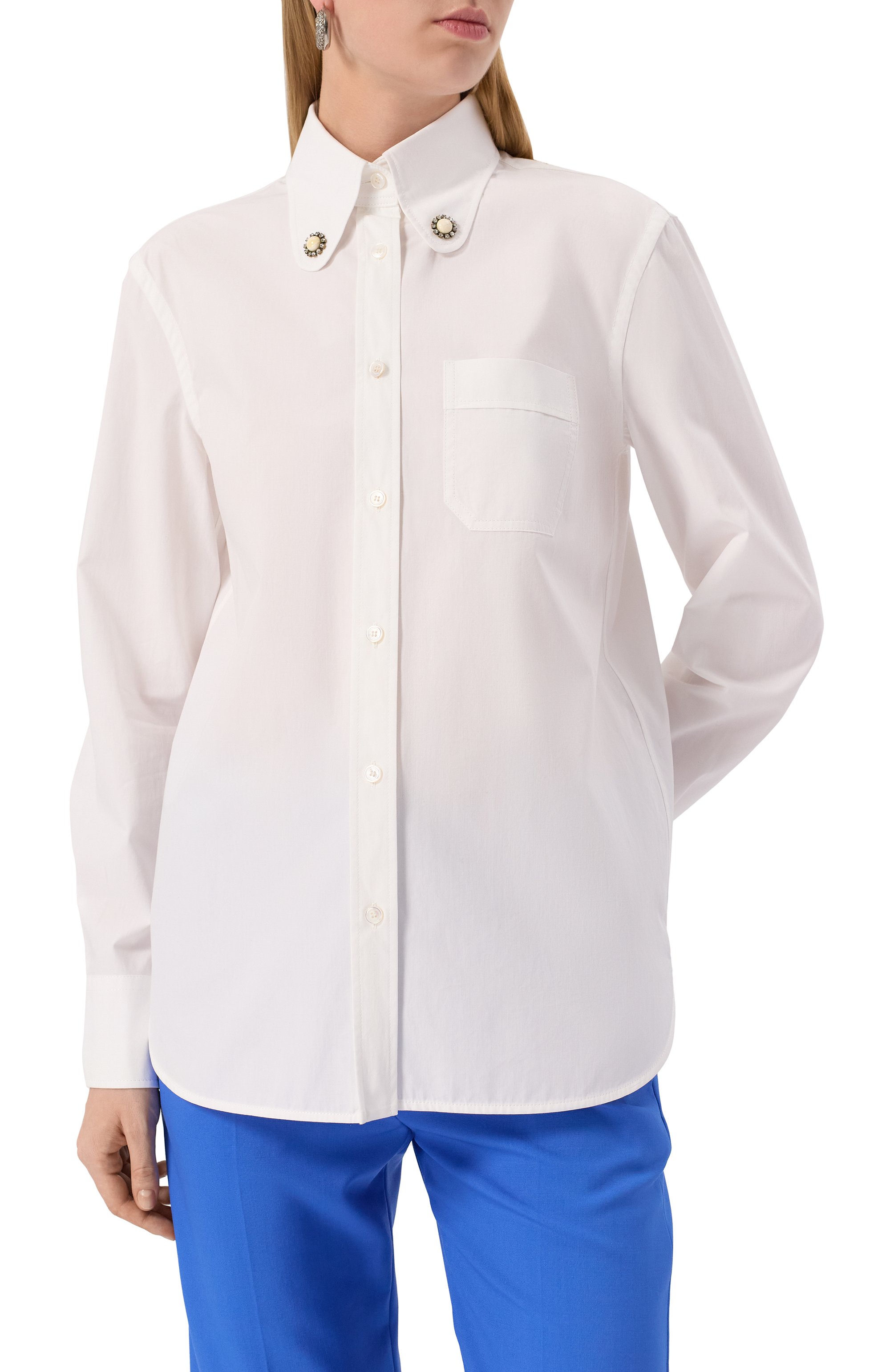 Хлопковая рубашка VALENTINO белого цвета по цене 134500 руб., арт. 6B3AB7805A6, фото 3 Хлопковая рубашка VALENTINO, арт. 6B3AB7805A6, фото 3
