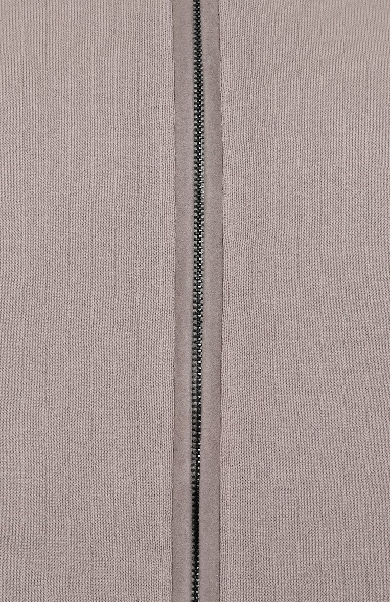 Мужской кардиган из хлопка и льна CORNELIANI серого цвета, арт. 25M590-2525175 | Фото 6 (Материал внешний: Хлопок, Лен; Длина (для топов): Стандартные; Рукава: Длинные; Стили: Кэжуэл; Мужское Кросс-КТ: Кардиган-одежда; Застежка: Молния)