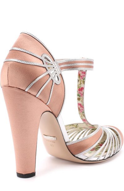 Атласные туфли с вставками из металлизированной кожи GUCCI, арт. 466340/F14Q0, фото 4