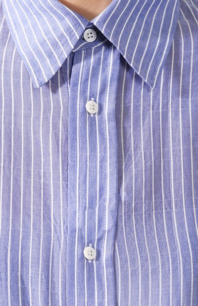 Рубашка в полоску YOHJI YAMAMOTO синего цвета по цене 73500 руб., арт. FS-D53-004, фото 5 Рубашка в полоску YOHJI YAMAMOTO, арт. FS-D53-004, фото 5