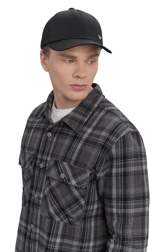 Хлопковая бейсболка Emporio Armani EX000004/AF12603 Чёрный  EX000004/AF12603 Фото 2