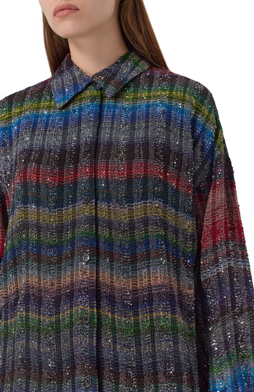 Рубашка из вискозы и хлопка Missoni DS25WJ15/BC005U Разноцветный  DS25WJ15/BC005U Фото 5