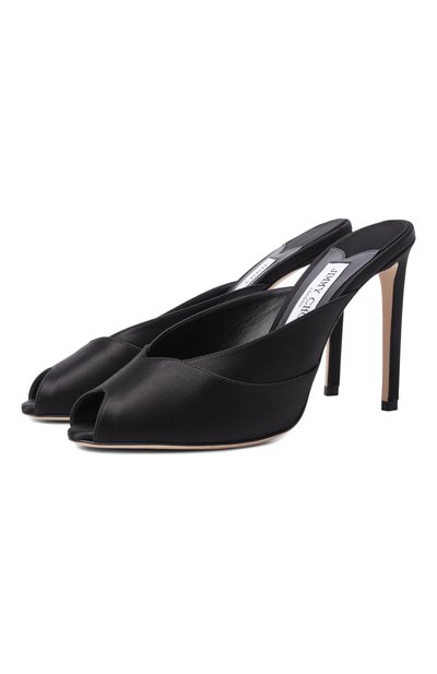 Кожаные мюли brigitte 100 JIMMY CHOO черного цвета по цене 89950 руб., арт. BRIGITTEMULE100SAT, фото 1 Кожаные мюли brigitte 100 JIMMY CHOO, арт. BRIGITTEMULE100SAT, фото 1