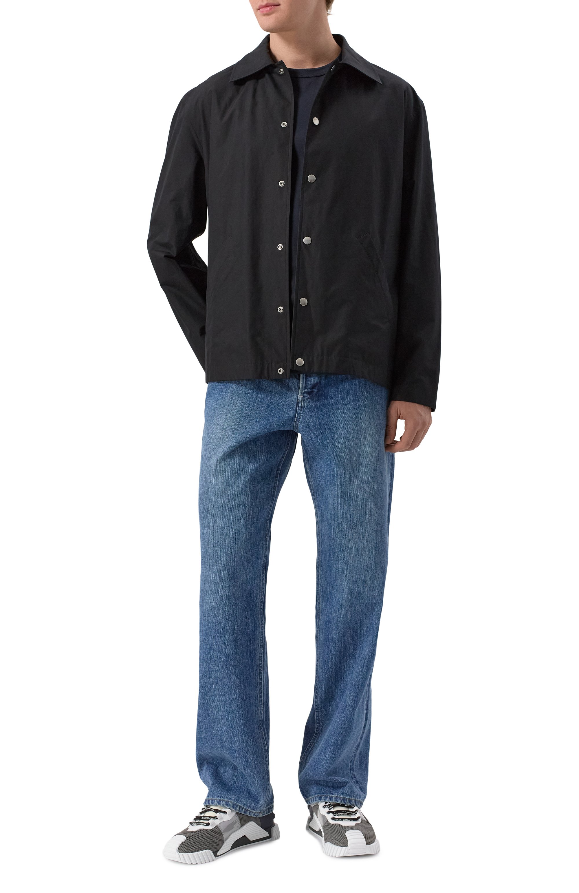 Хлопковый лонгслив DOLCE & GABBANA темно-синего цвета по цене 52150 руб., арт. G8PV0T/FU7EQ, фото 2 Хлопковый лонгслив DOLCE & GABBANA, арт. G8PV0T/FU7EQ, фото 2