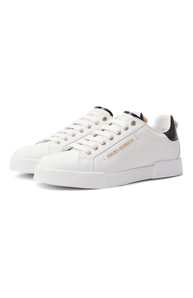 Женские кожаные кеды portofino DOLCE & GABBANA белого цвета, арт. CK2329/AH506 | Фото 1 (Автоматизация ТО: Проставлено; Материал внутренний: Натуральная кожа; Материал внешний: Натуральная кожа; Автоматизация состава: Проставлено; Подошва: Платформа; Стили: Кэжуэл; Материал утеплителя: Без утеплителя; Кросс-КТ: Низкие)