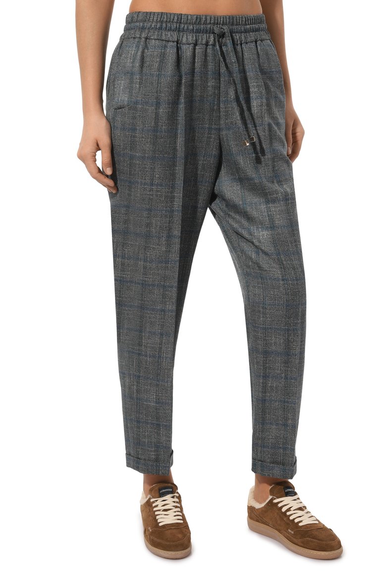 Женские брюки из шерсти и вискозы KITON синего цвета, арт. D37102K0511C | Фото 3 (Материал внешний: Вискоза, Шерсть; Длина (брюки, джинсы): Стандартные; Силуэт Ж (брюки и джинсы): Прямые; Стили: Кэжуэл; Женское Кросс-КТ: Брюки-одежда)