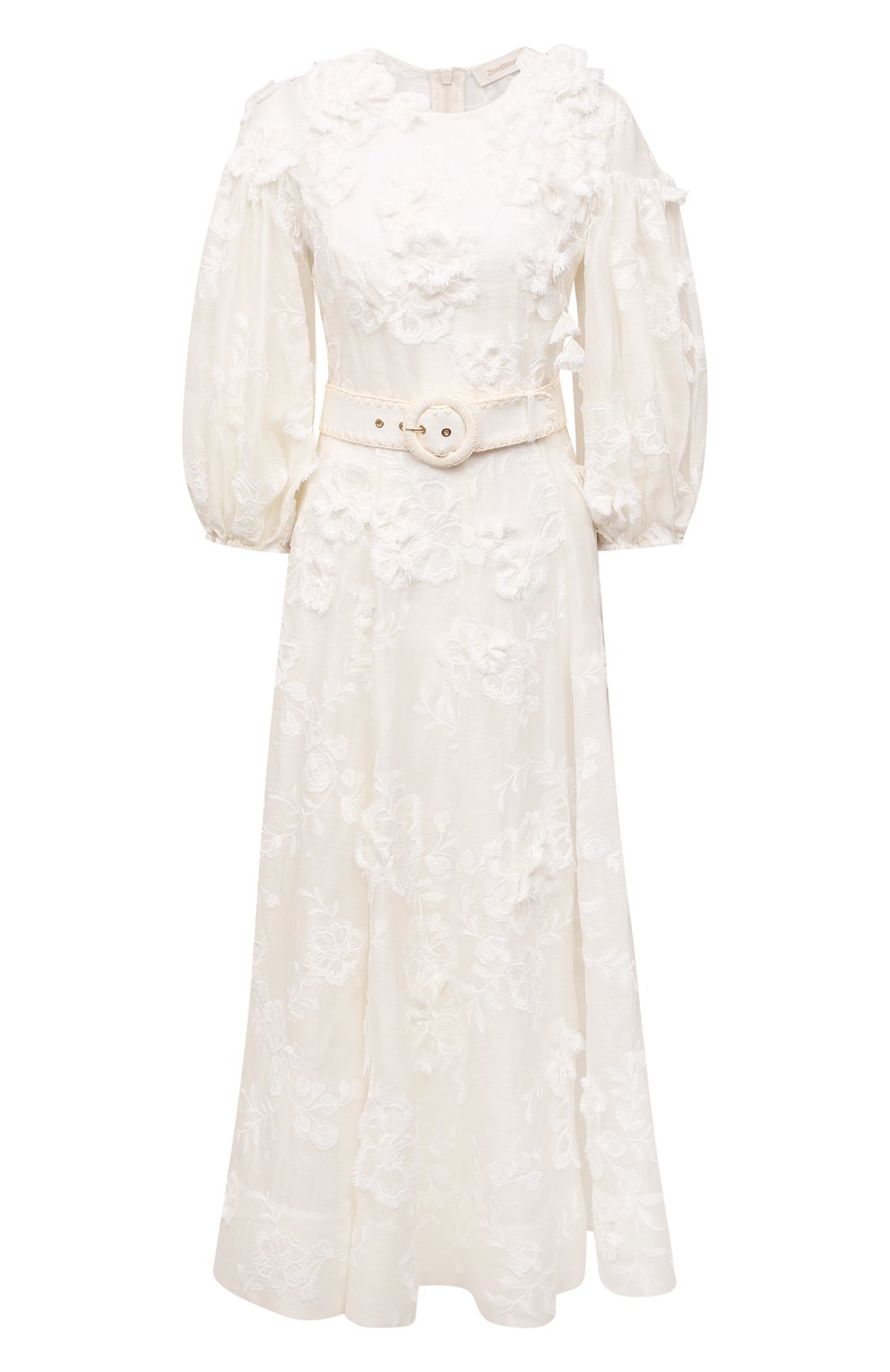 Платье изо льна и шелка ZIMMERMANN белого цвета по цене 276000 руб., арт. 3260DP0S, фото 1 Платье изо льна и шелка ZIMMERMANN, арт. 3260DP0S, фото 1