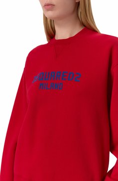 Женский хлопковый свитшот DSQUARED2 красного цвета, арт. S75GU0567/D25015 | Фото 5 (Материал сплава: Проставлено; Драгоценные камни: Проставлено; Длина (для топов): Стандартные; Рукава: Длинные; Стили: Спорт-шик; Материал внешний: Хлопок)