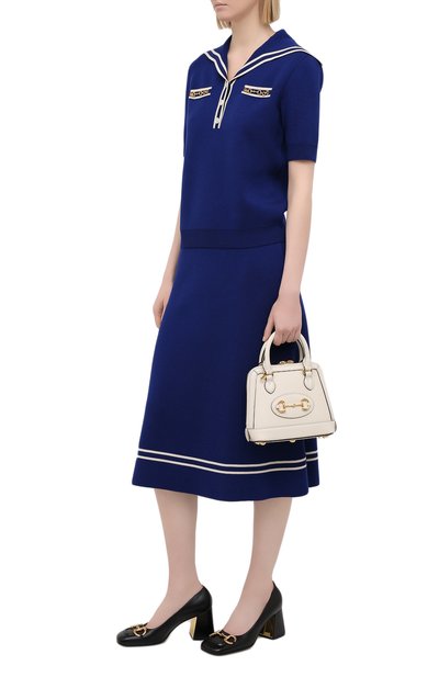 Шерстяная юбка GUCCI синего цвета по цене 99360 руб., арт. 650388/XKBNZ, фото 2 Шерстяная юбка GUCCI, арт. 650388/XKBNZ, фото 2