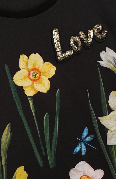 Хлопковый лонгслив с вышивкой пайетками DOLCE & GABBANA, арт. L5JTAY/G7QEH/8-14, фото 3