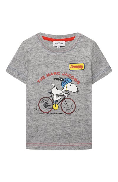 Хлопковая футболка MARC JACOBS (THE) серого цвета по цене 6510 руб., арт. W25537, фото 1 Хлопковая футболка MARC JACOBS (THE), арт. W25537, фото 1