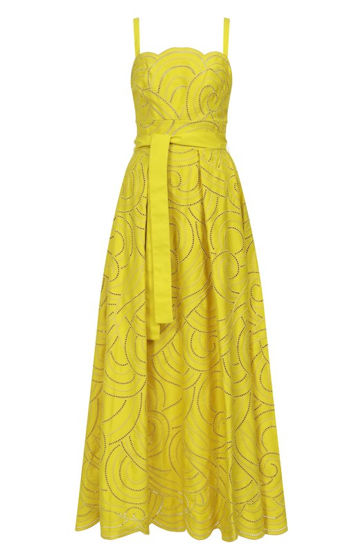Хлопковое платье Elie Saab D0747NP25/C0E10 Жёлтый D0747NP25/C0E10