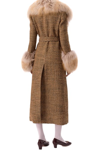Твидовое пальто с меховой отделкой VALENTINO, арт. 6B3CA7I590M, фото 4