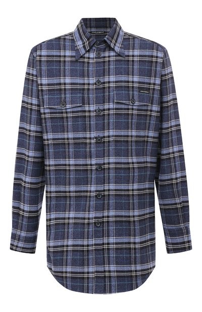 Хлопковая рубашка DOLCE & GABBANA синего цвета по цене 94450 руб., арт. G5IY9T/FQ6CX, фото 1 Хлопковая рубашка DOLCE & GABBANA, арт. G5IY9T/FQ6CX, фото 1