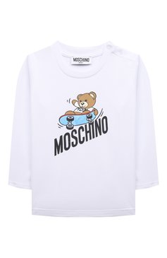 Детский хлопковый лонгслив MOSCHINO белого цвета, арт. MT000E/LBA14 | Фото 1 (Кросс-КТ НВ: Лонгслив; Материал сплава: Проставлено; Нос: Не проставлено; Материал внешний: Хлопок)