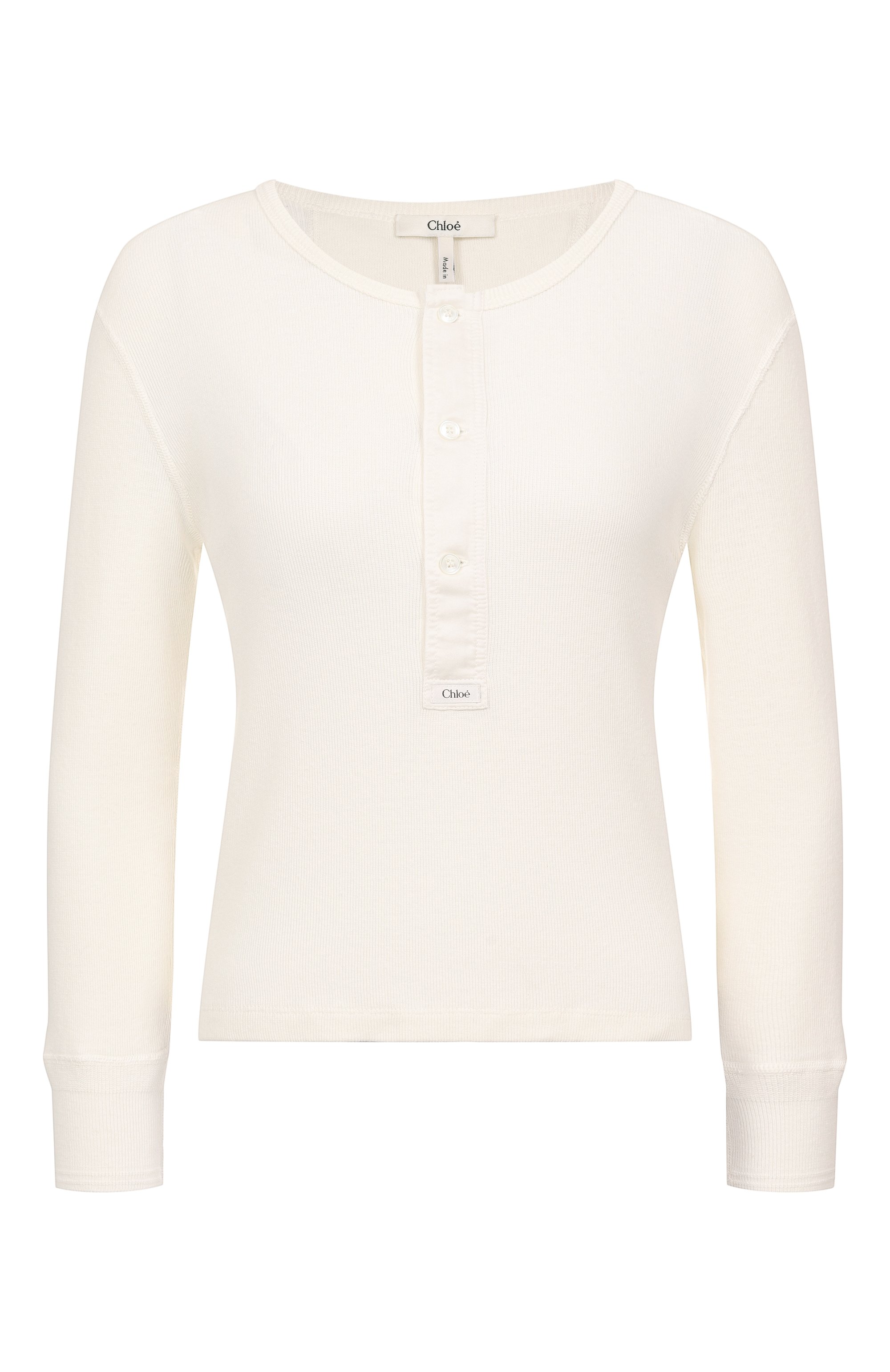 Хлопковый лонгслив-хенли CHLOÉ, арт. CH25UJH14180, фото 1