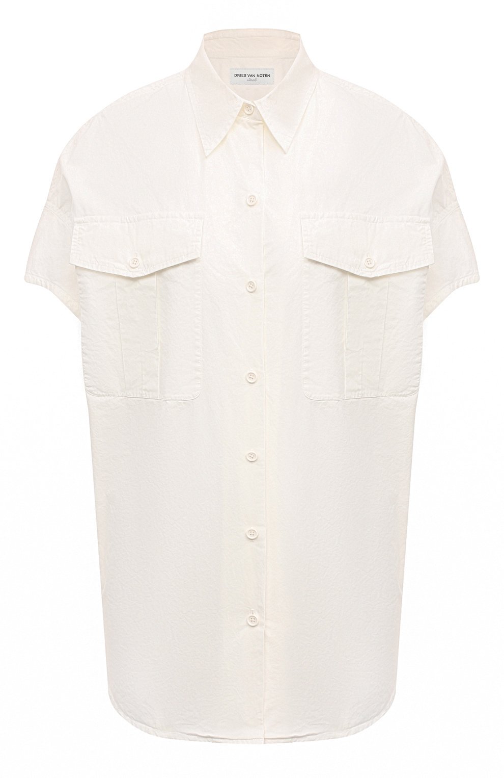 Хлопковая рубашка DRIES VAN NOTEN белого цвета по цене 64200 руб., арт. 010705-8130, фото 1 Хлопковая рубашка DRIES VAN NOTEN, арт. 010705-8130, фото 1