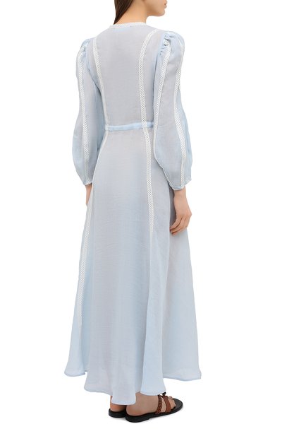 Льняное платье A MERE CO голубого цвета по цене 66800 руб., арт. AMC-RSS21-02BW, фото 4 Льняное платье A MERE CO, арт. AMC-RSS21-02BW, фото 4