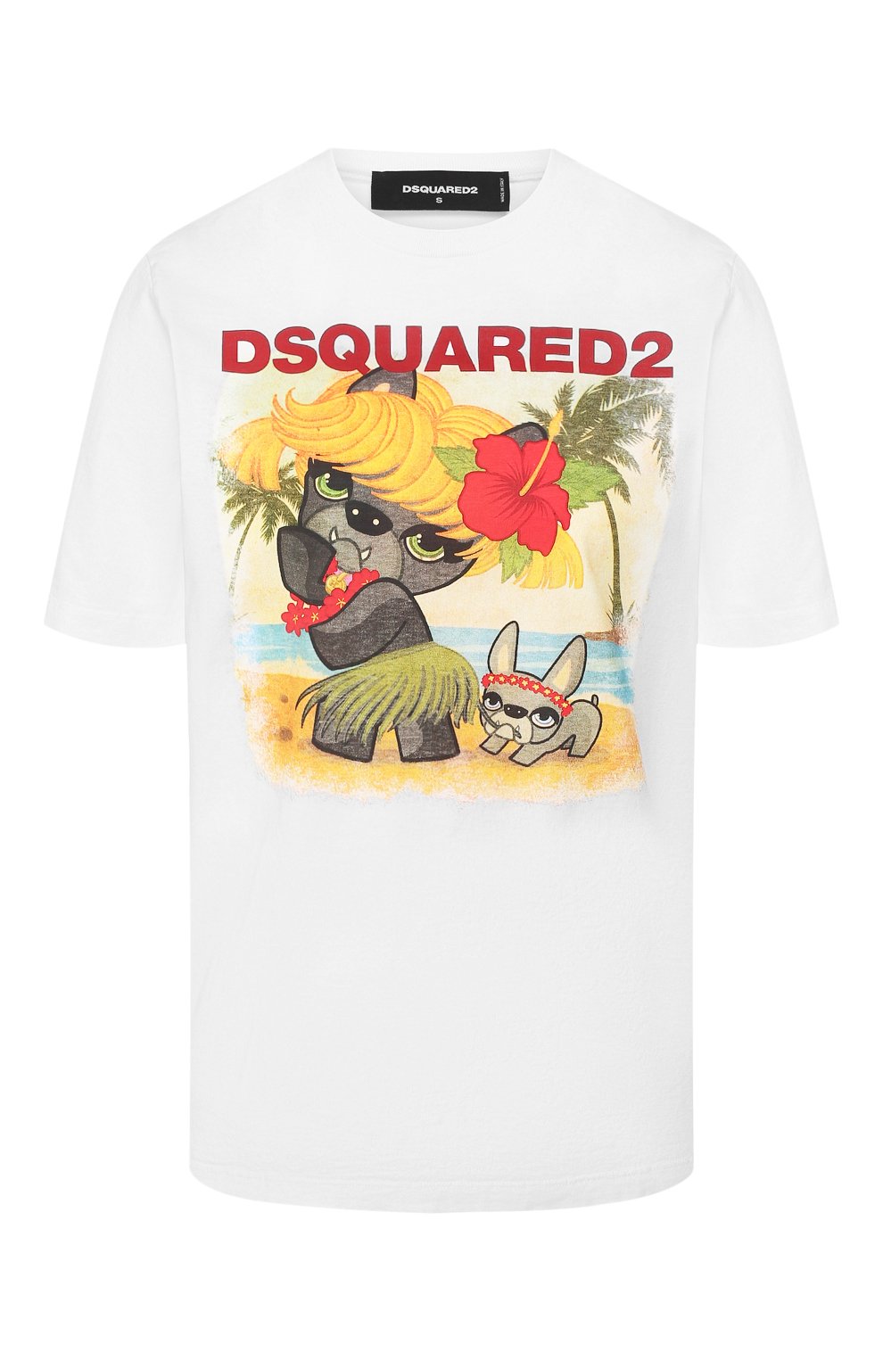 Хлопковая футболка DSQUARED2 белого цвета по цене 24750 руб., арт. S75GD0097/S22427, фото 1 Хлопковая футболка DSQUARED2, арт. S75GD0097/S22427, фото 1