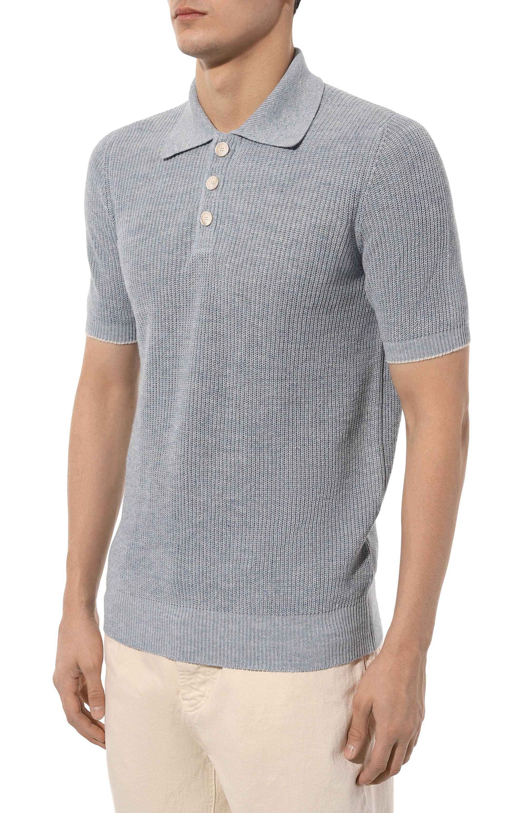 Поло изо льна и хлопка BRUNELLO CUCINELLI, арт. M2L70B2292, фото 3