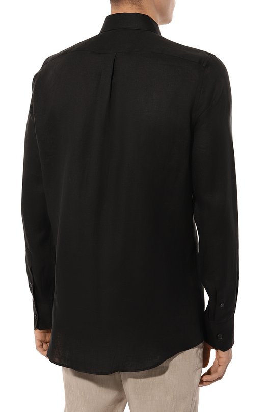Льняная рубашка Dolce & Gabbana G5LH9Z/FU4IK Чёрный  G5LH9Z/FU4IK Фото 4