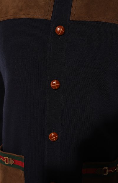 Шерстяной кардиган GUCCI синего цвета по цене 273600 руб., арт. 673950 XKB3P, фото 5 Шерстяной кардиган GUCCI, арт. 673950 XKB3P, фото 5