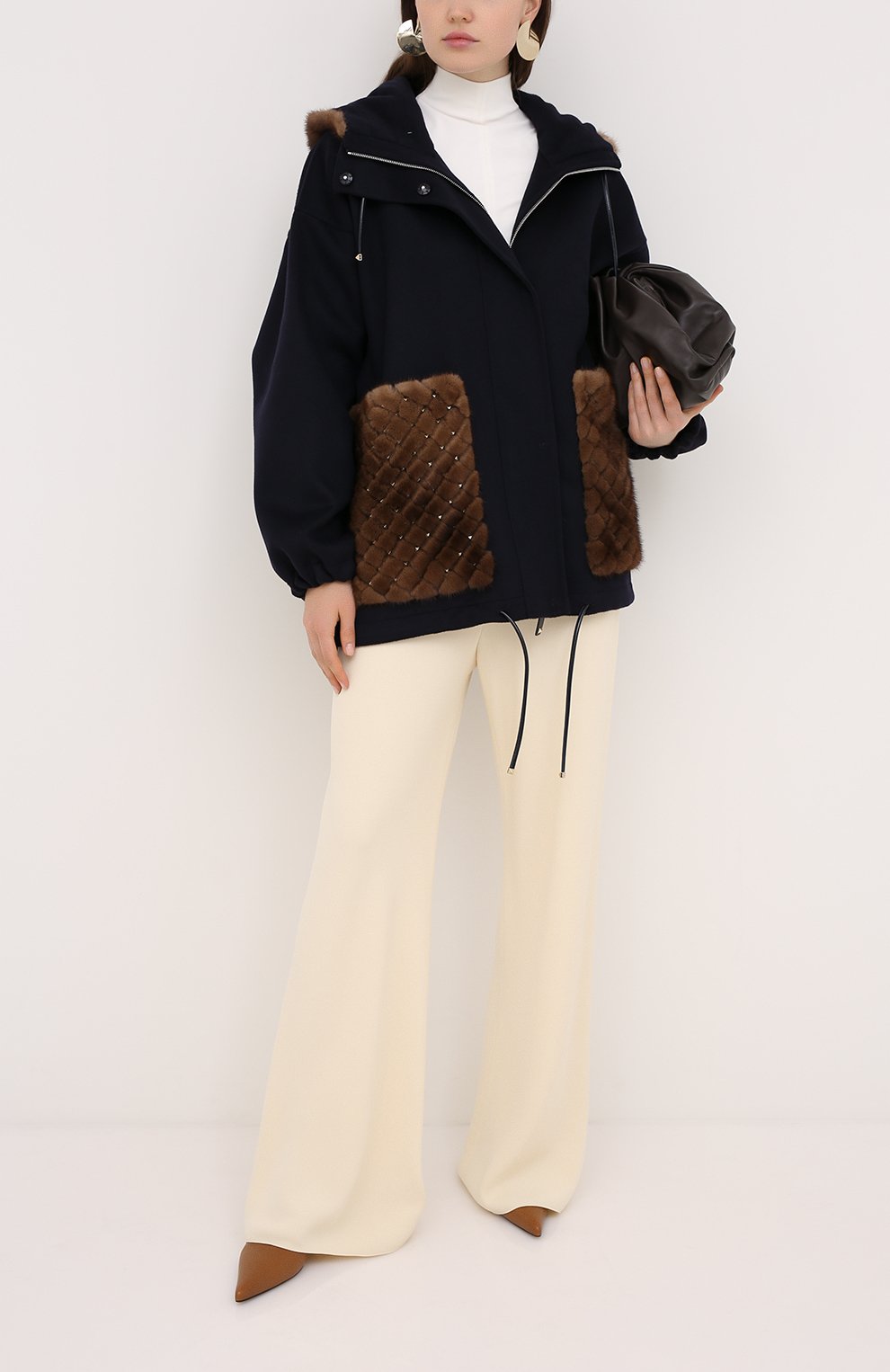 Пальто с отделкой мехом норки VALENTINO, арт. UF3FBC90DMF, фото 2