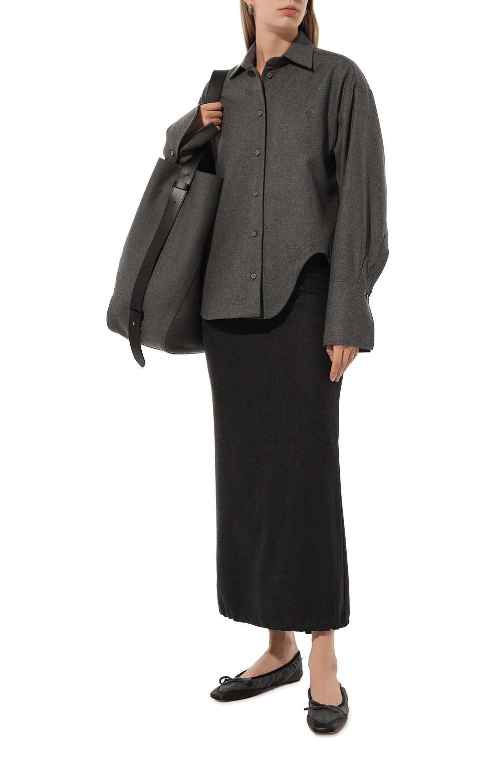 Шерстяная рубашка THE ATTICO серого цвета по цене 69950 руб., арт. 248WCH14, фото 2 Шерстяная рубашка THE ATTICO, арт. 248WCH14, фото 2